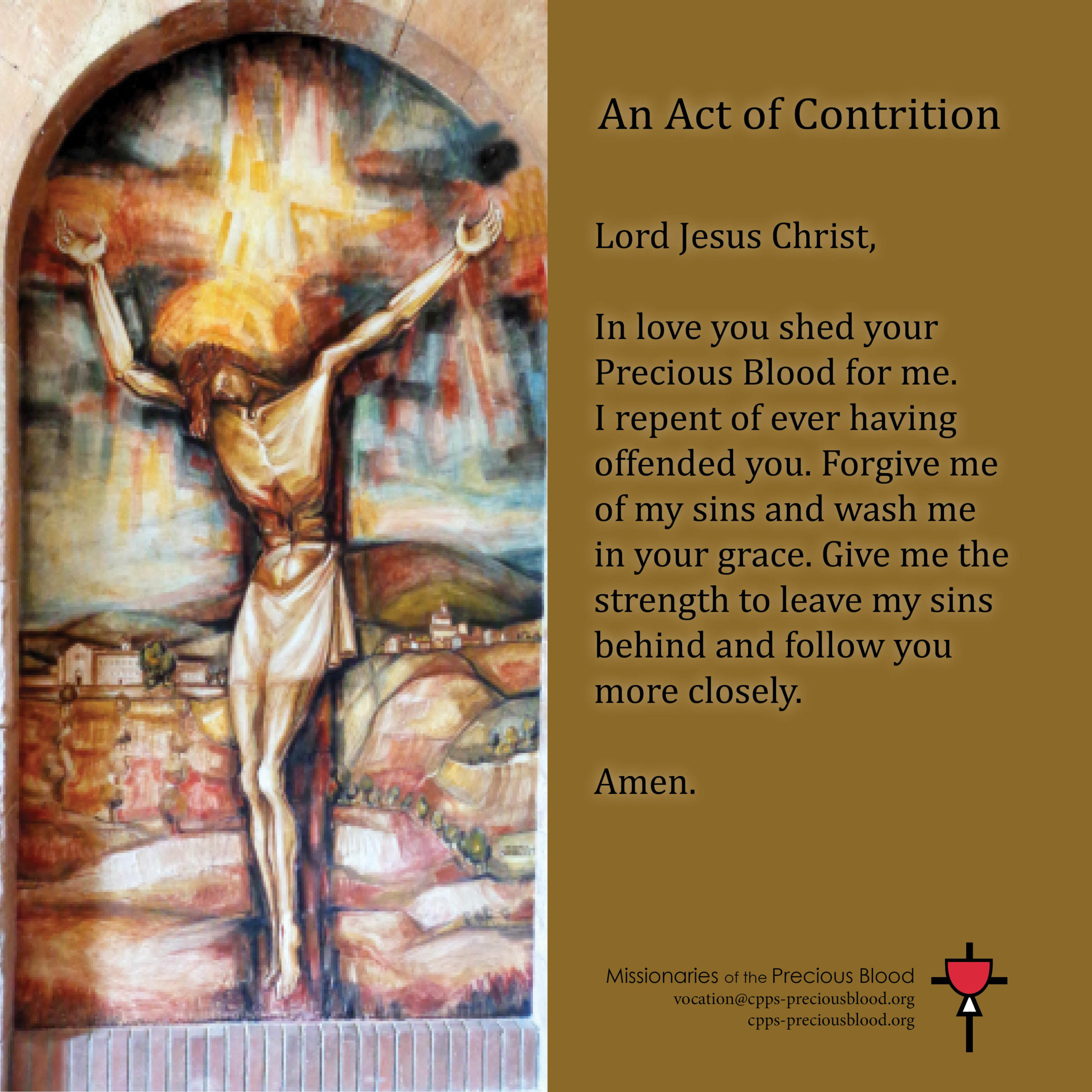 An Act Of Contrition Missionaries Of The Precious Blood
